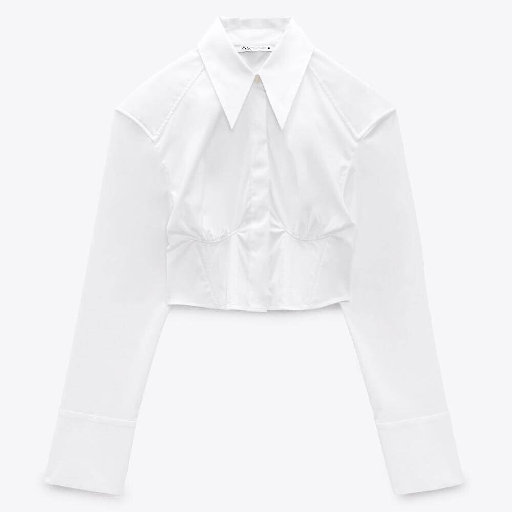 

Рубашка Zara Poplin Bustier, светло-бежевый