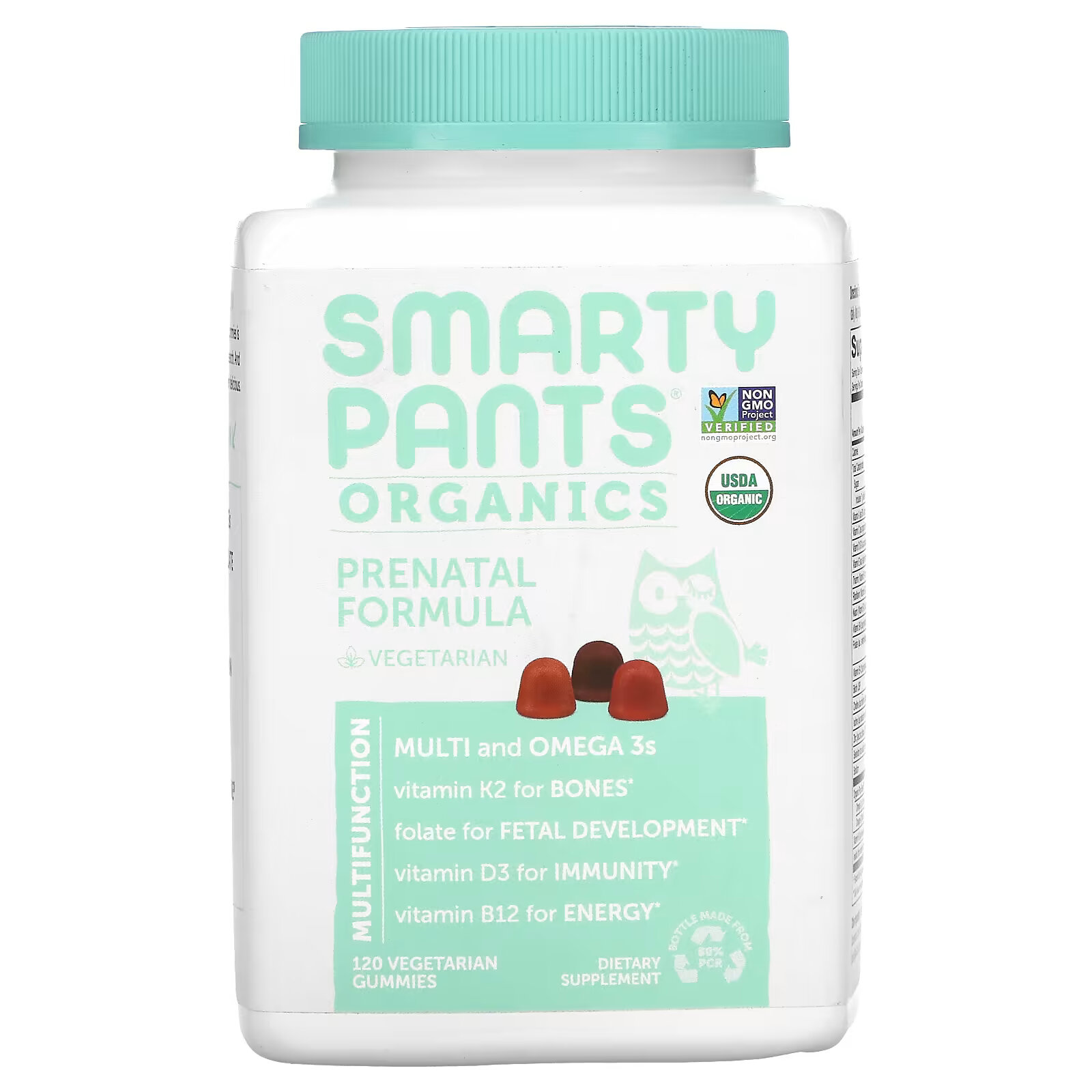 SmartyPants, Organics, пренатальный комплекс, 120 вегетарианских жевательных таблеток solaray пренатальный мультивитамин 150 таблеток