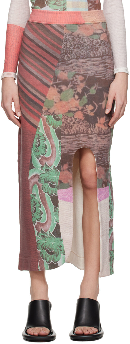 

Многоцветная длинная юбка с вырезом Eckhaus Latta