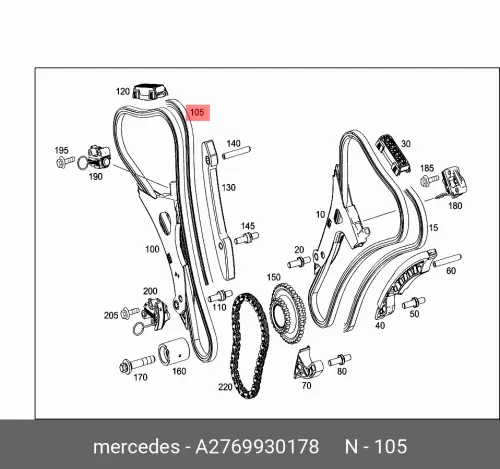 Цепь ГРМ справа A2769930178 MERCEDES-BENZ цепь грм комплект натяжителя oem 058109088b 058109088d 058109088e 058109088h 058109088k 058109088l f vvw jjetta aaudi sskoda sseat