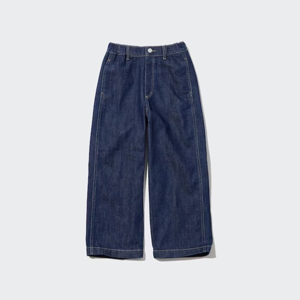 

Джинсы для девочки Uniqlo Wide Straight Leg, темно-синий