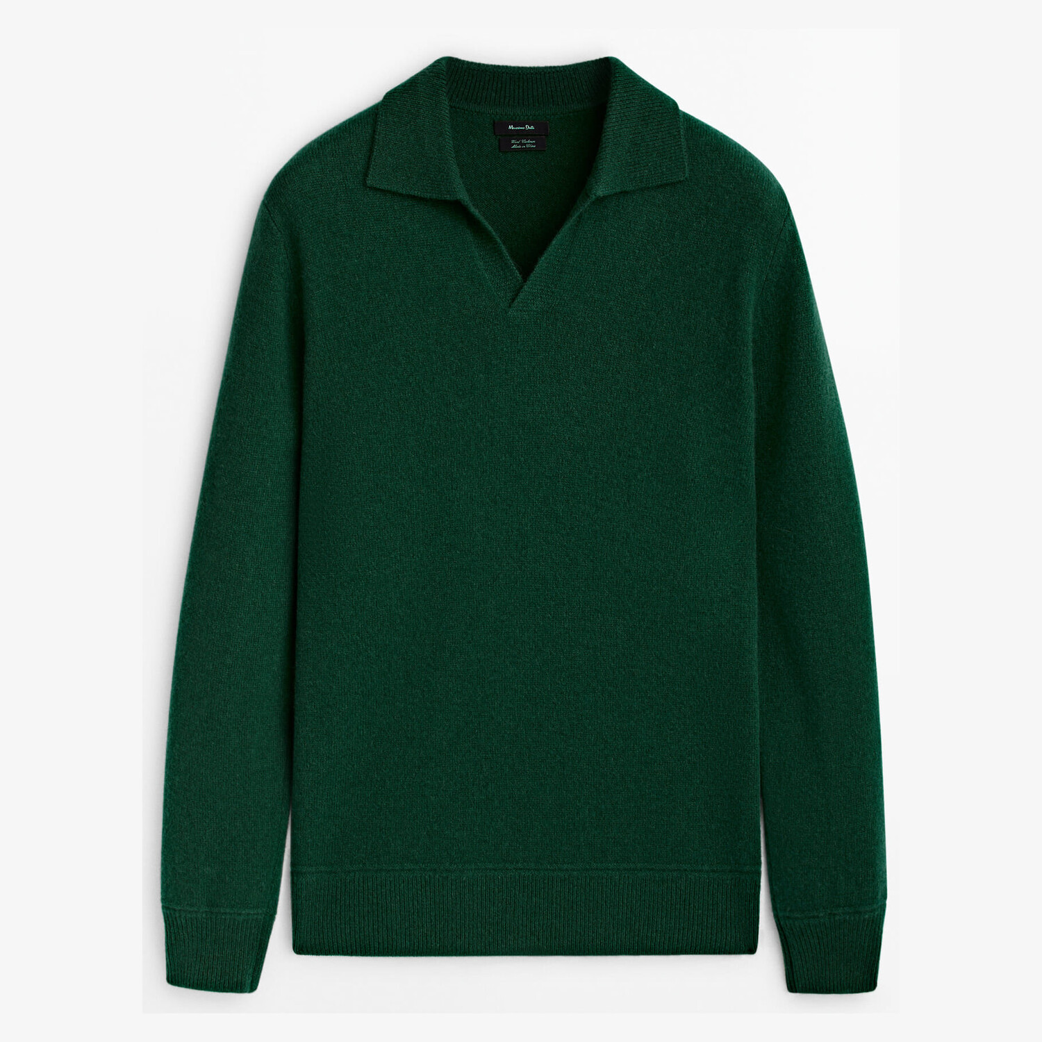 

Свитер Massimo Dutti Wool And Cashmere Blend Polo, темно-зеленый