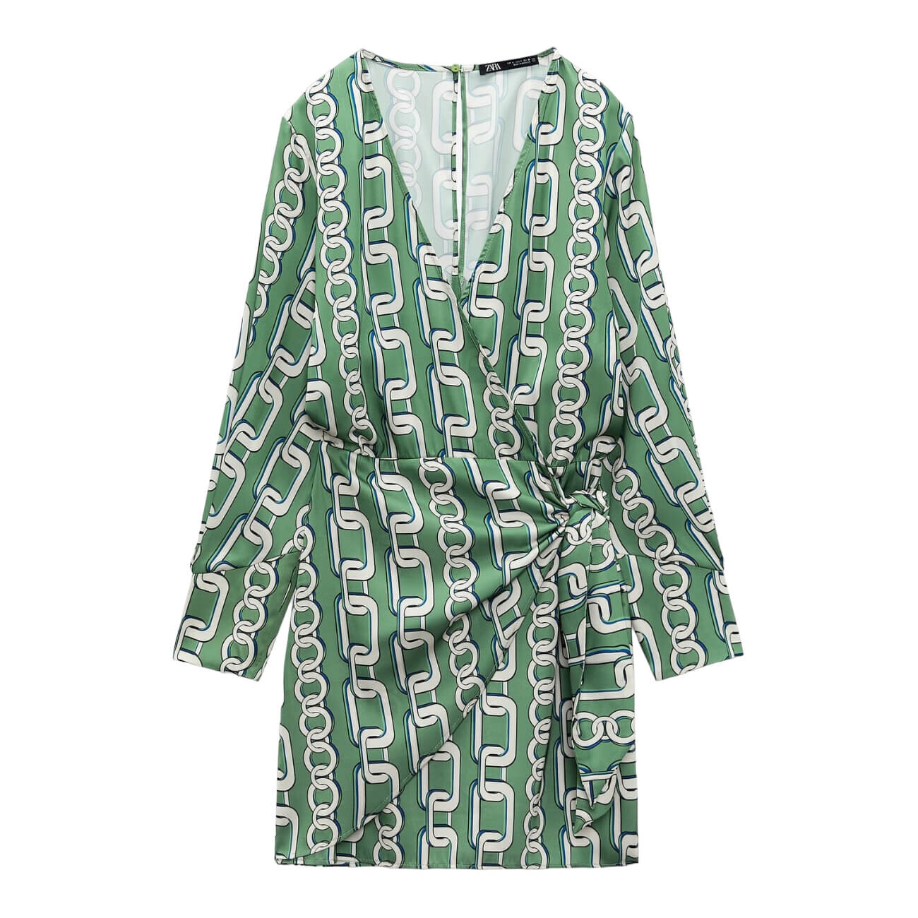 

Платье Zara Chain Print, зеленый/экрю