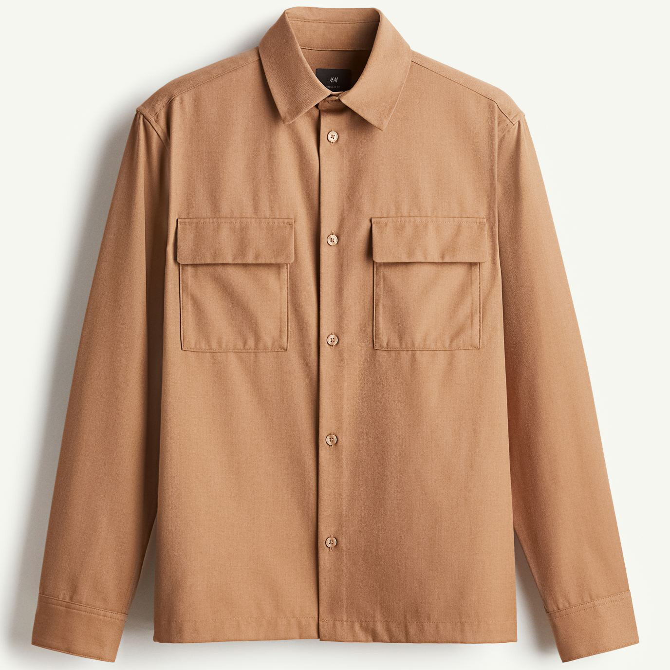 

Верхняя рубашка H&M Regular Fit Twill, коричневый