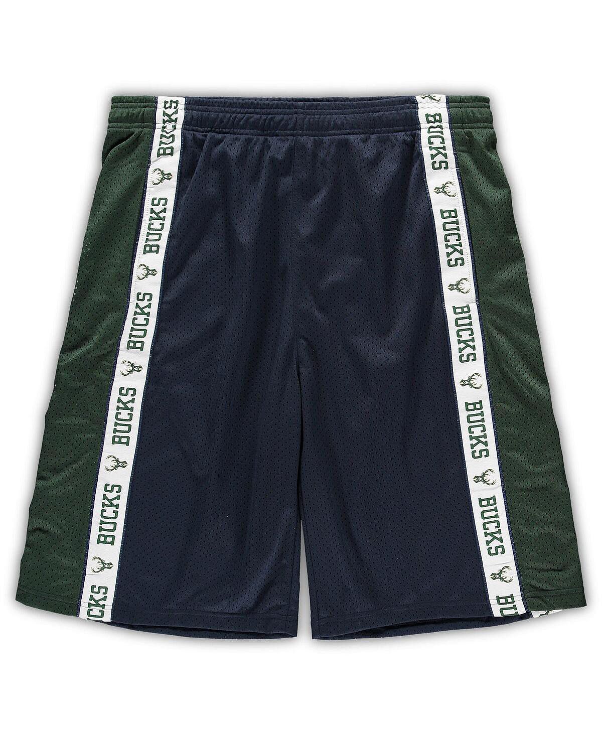 Мужские фирменные темно-синие и охотничьи зеленые шорты milwaukee bucks big and tall mesh с тесьмой Fanatics, мульти printio баскетбольная форма milwaukee bucks