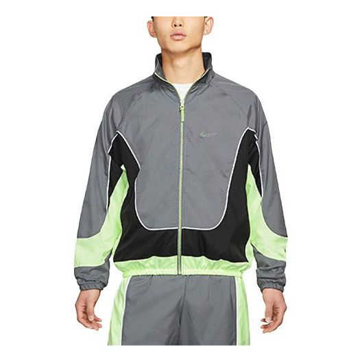 Куртка Nike Throwback Colorblock Woven Stand Collar CV1932-084, серый sports jacket all match sports baseball uniform jacket 2021 new youth jacket men s stand up collar thin section casual style
