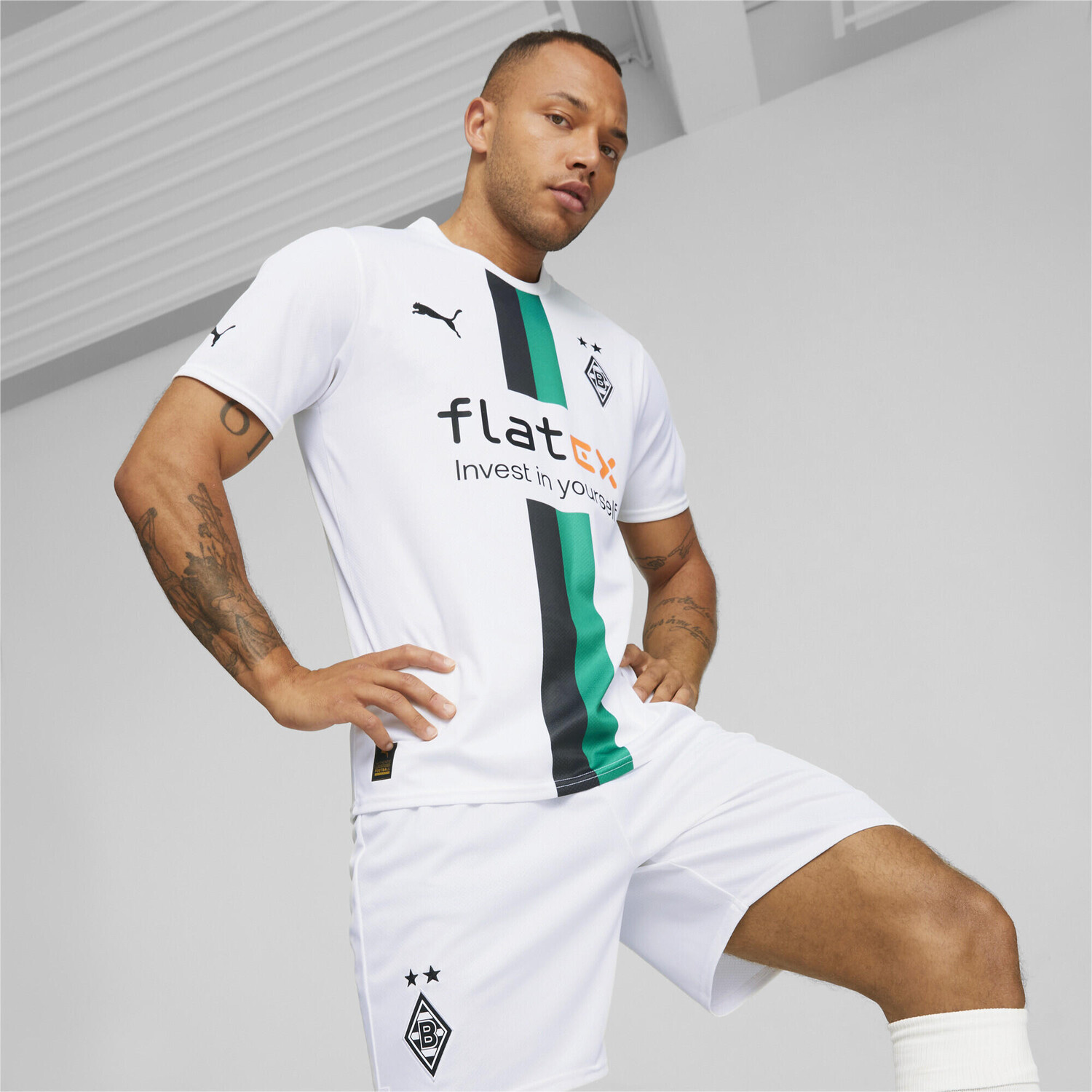 

Футболка Borussia Mönchengladbach Home 22/23 Replica Jersey Men's PUMA, белый/зеленый/черный