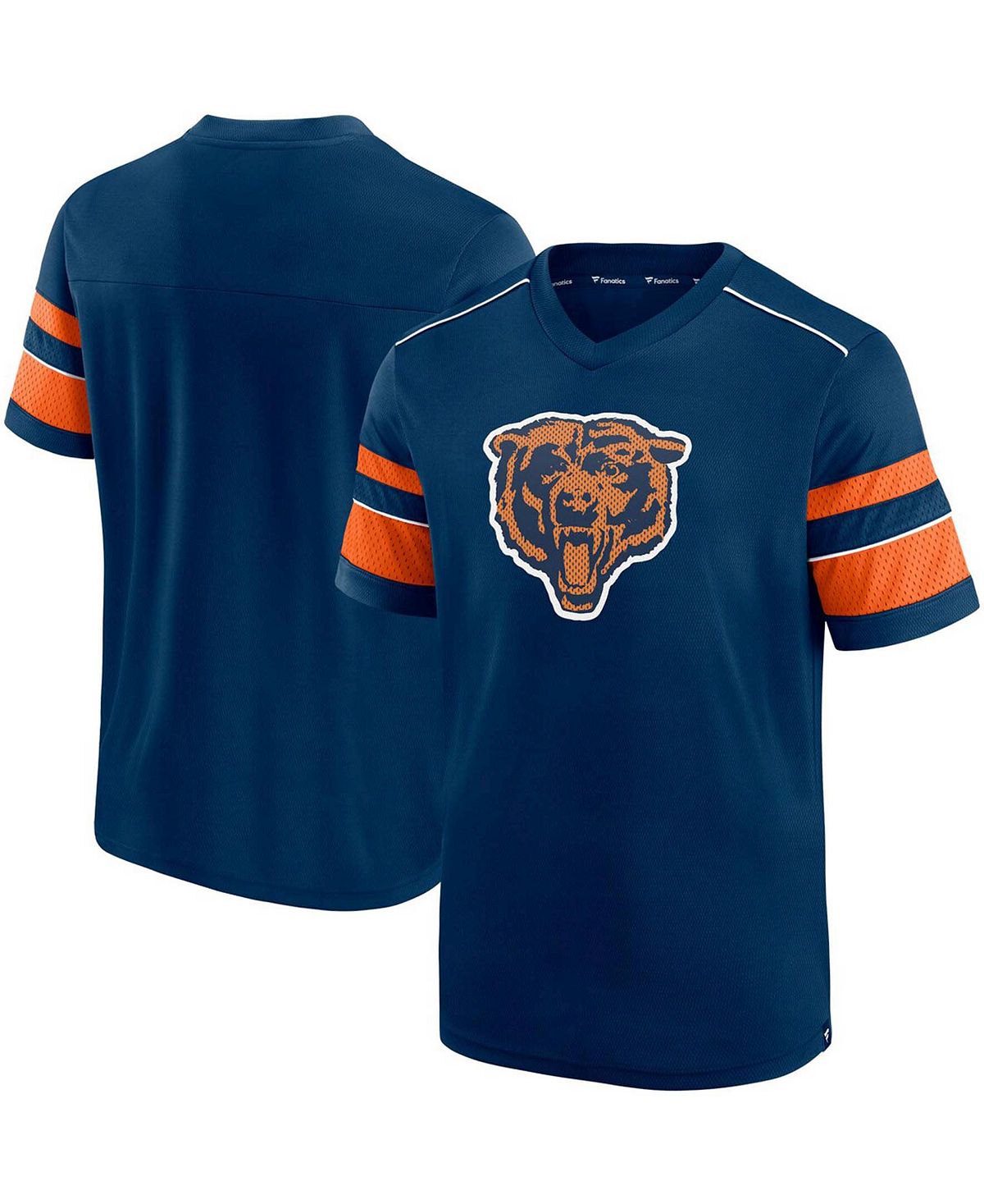 Мужская темно-синяя футболка с v-образным вырезом и принтом chicago bears throwback hashmark Fanatics, синий