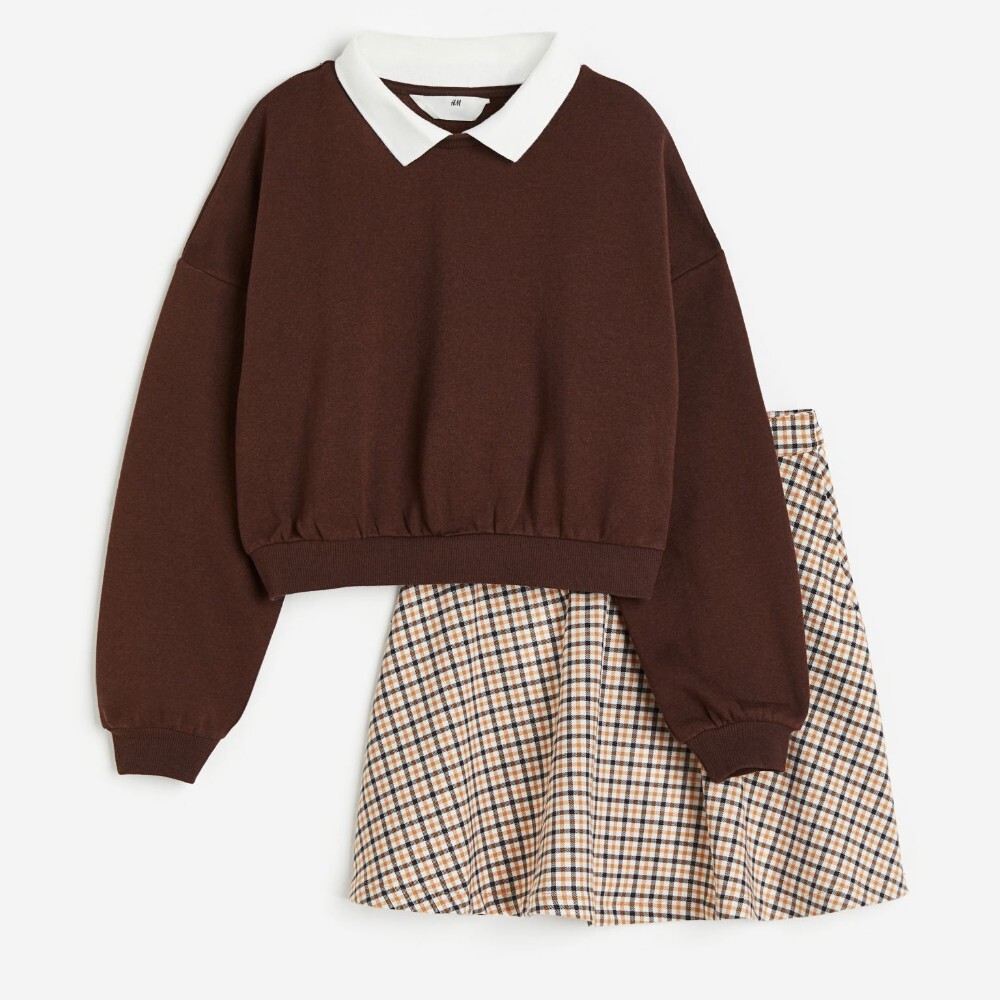 

Комплект из юбки и свитшота H&M Kids Sweatshirt and Skirt, 2 предмета, темно-коричневый