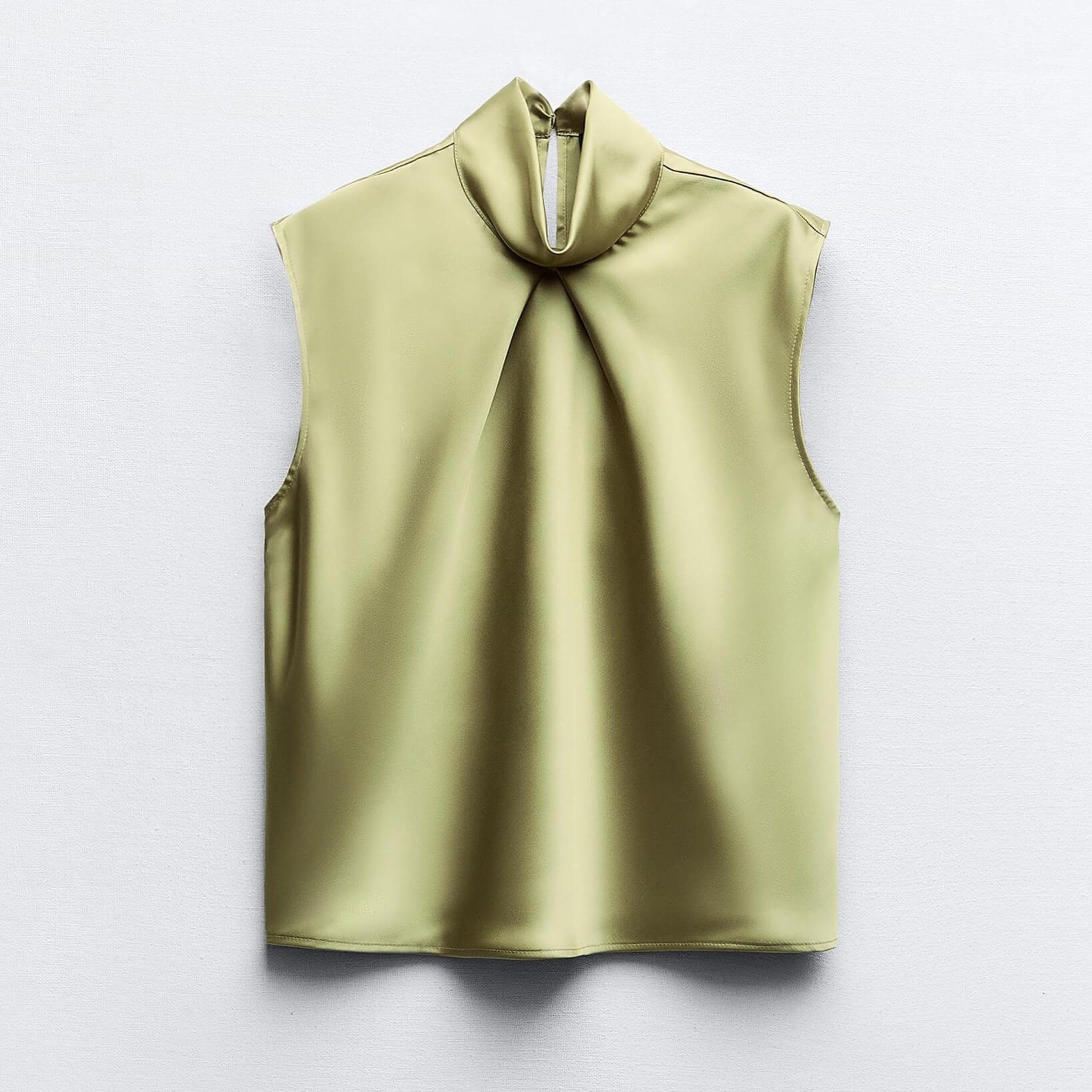 Топ Zara High Neck Satin, светло-зеленый рубашка zara satin светло бежевый зеленый