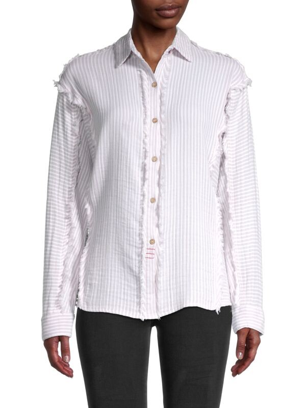 

Рубашка с бахромой и кружевной кокеткой Vintage Havana Light grey