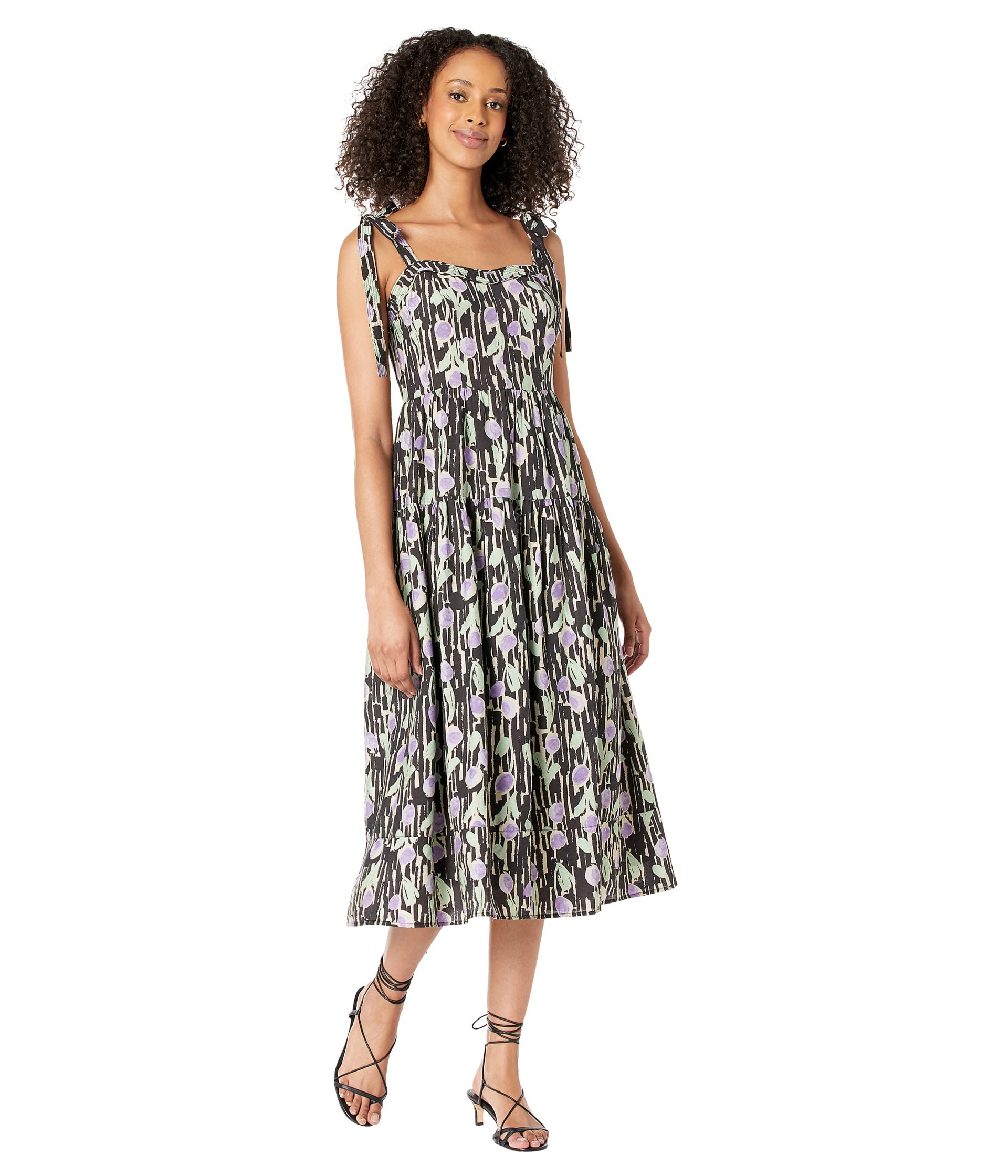 цена Платье MOON RIVER, Woven Printed Tier Dress with Tied Straps