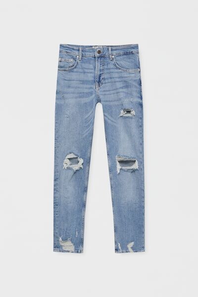 

Рваные джинсы скинни с необработанным краем PULL&BEAR