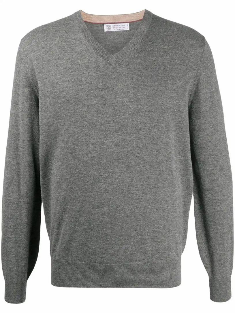 Пуловер Brunello Cucinelli пуловер с v образным вырезом из рифленого трикотажа xl бежевый
