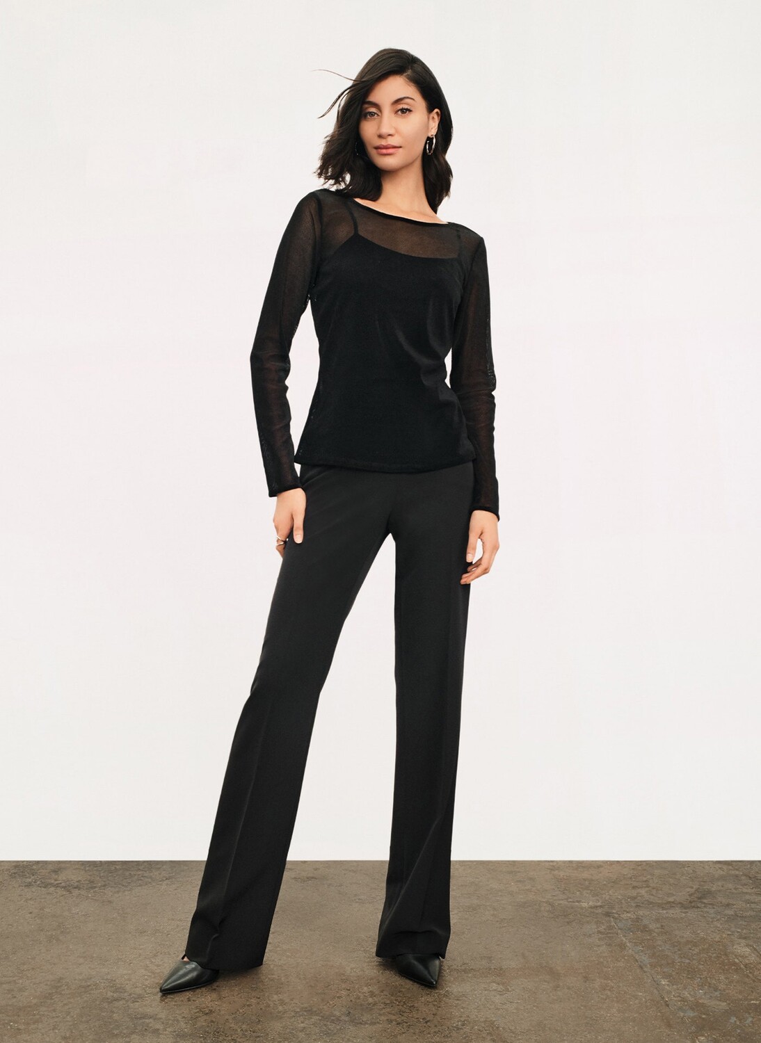 

Футболка из бархатной сетки Donna Karan, Черный