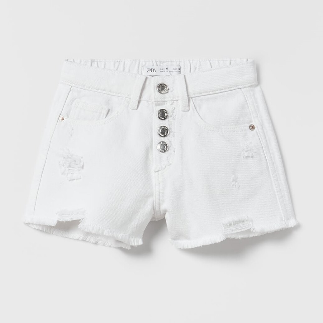 

Шорты бермуды Zara Frayed Denim, белый