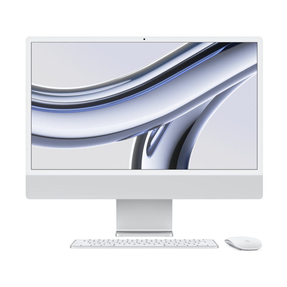 Моноблок Apple iMac 24'' М3 (2023), 8 CPU/10 GPU, 16ГБ/256 ГБ, Gigabit Ethernet, Silver, английская клавиатура моноблок apple imac 24 2021 8 cpu 7 gpu 16гб 256 гб pink английская клавиатура