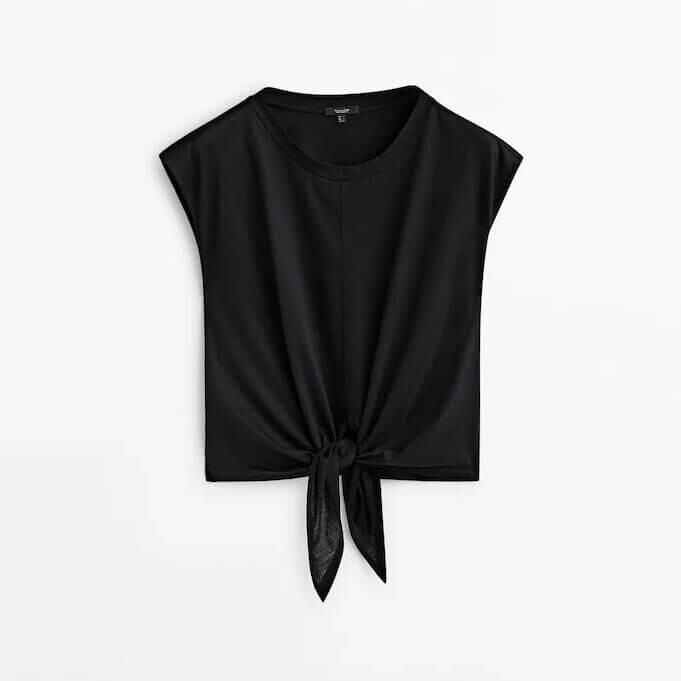 

Футболка Massimo Dutti 100% Cotton Front Knot, черный