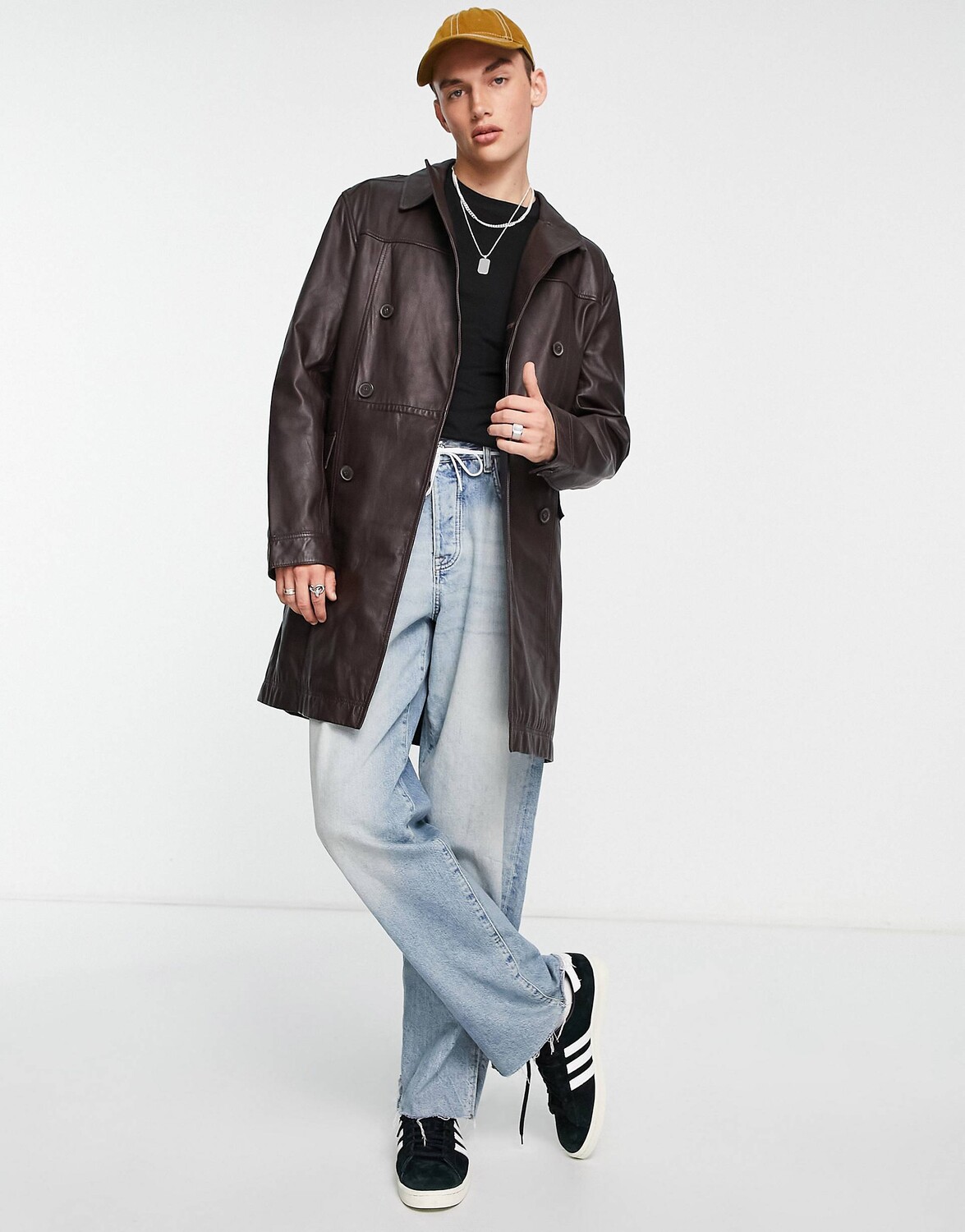 

Коричневый тренч из натуральной кожи ASOS DESIGN