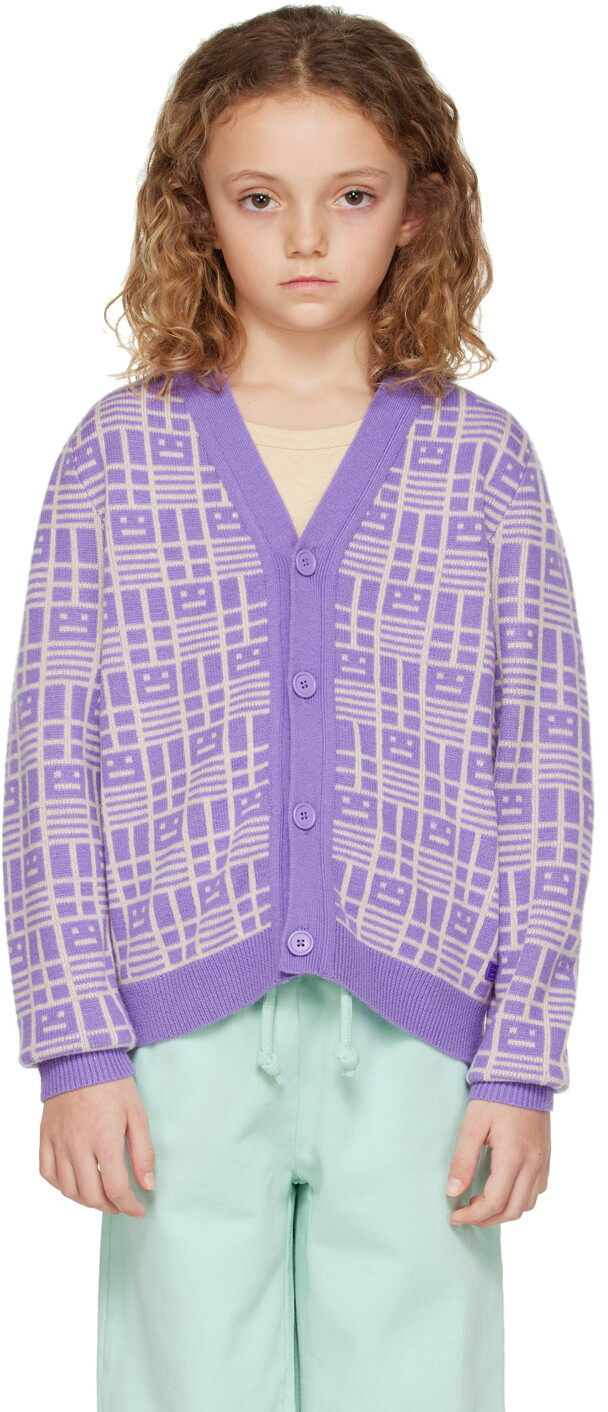 

Детский фиолетовый кардиган в клетку Acne Studios