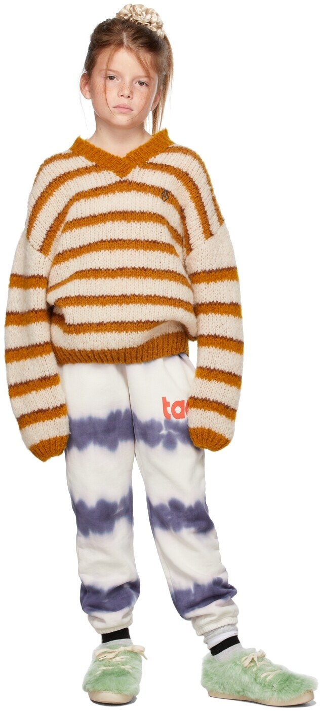 

Детский свитер Off-White с коричневыми полосками и туканом The Animals Observatory