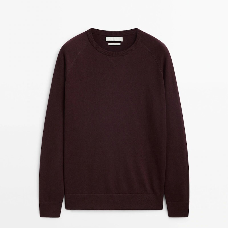 

Свитшот Massimo Dutti Cotton And Cashmere Blend Knit, бордовый, Красный