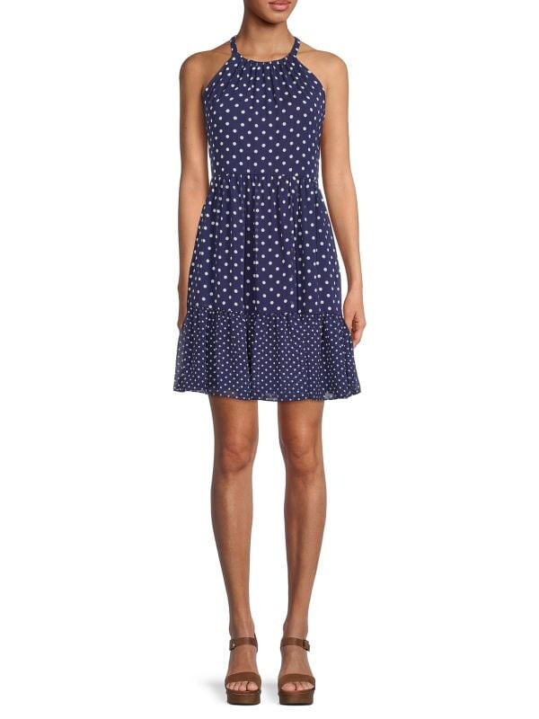 

Платье Ярусное Vince Camuto в горошек, navy / ivory