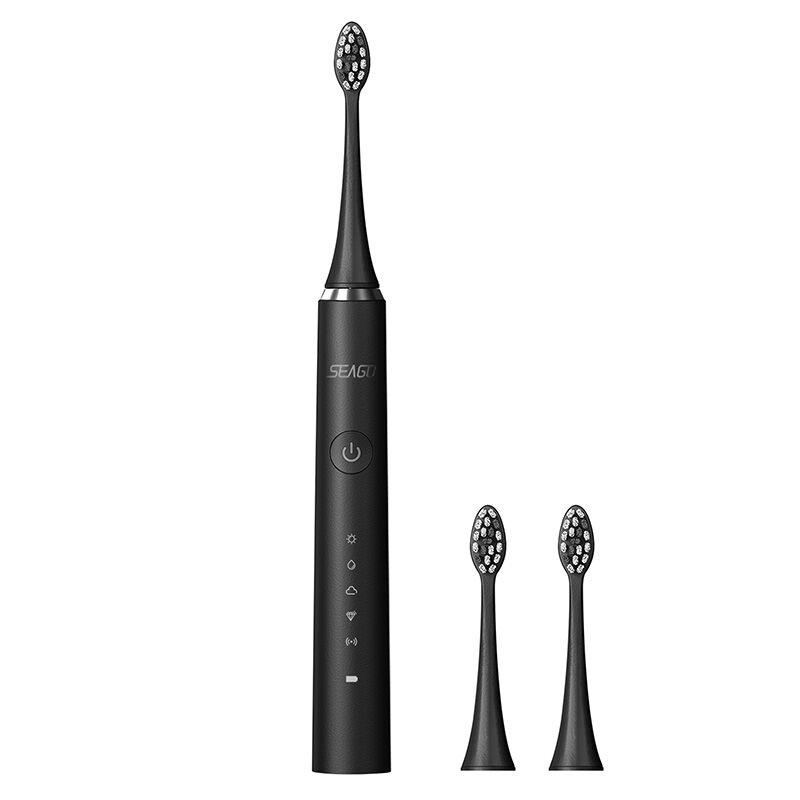 Seago SG-972K Black набор: звуковая зубная щетка, 1 шт + насадки, 3 шт + кабель для зарядки, 1 шт. электрическая зубная щетка seago sg 912 1 шт
