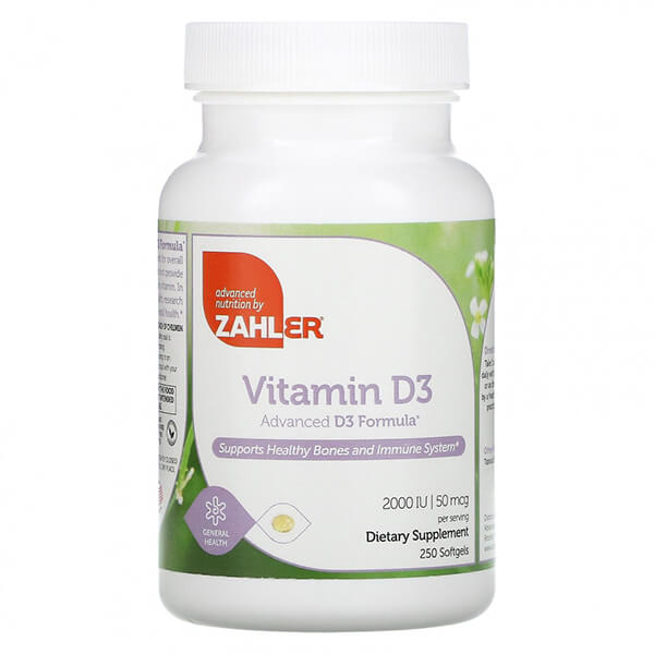 Витамин D3 Zahler 2000 МЕ, 250 таблеток megafood витамин d3 2000 ме 90 таблеток