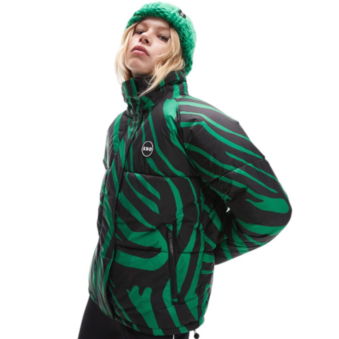 Пуховик Topshop Sno Funnel Neck Puffer Ski, зеленый/черный лыжная куртка minardi oysho