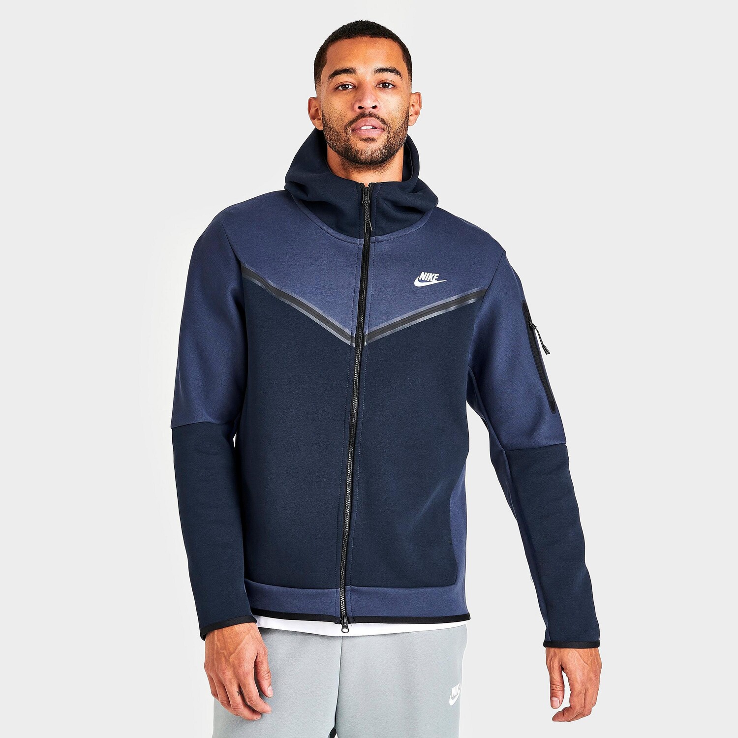 

Мужская толстовка с капюшоном Nike Sportswear Tech Fleece с молнией во всю длину, синий