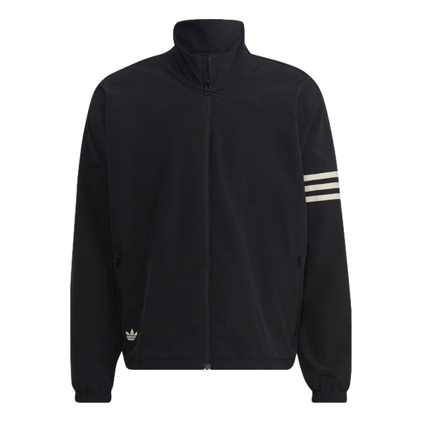 Куртка Adidas originals Logo Printing Pattern Stripe Stand Collar Zipper Black, Черный цена и фото
