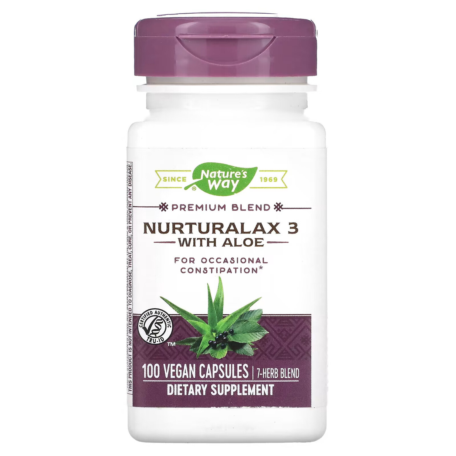 

Nature's Way, Nurturalax 3 с алоэ, 100 веганских капсул