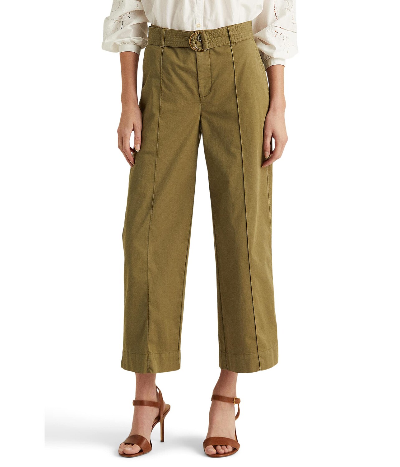 

Брюки LAUREN Ralph Lauren, Micro-Sanded Twill Belted Wide-Leg Pants