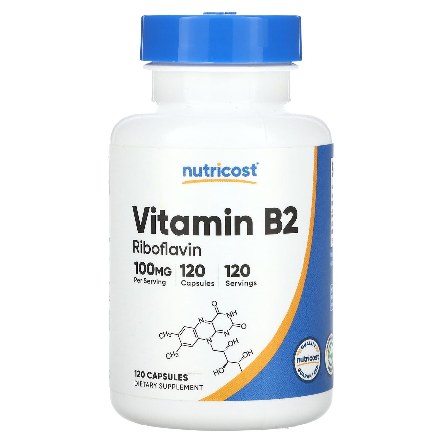 

Витамин B2, 100 мг, 120 капсул, Nutricost