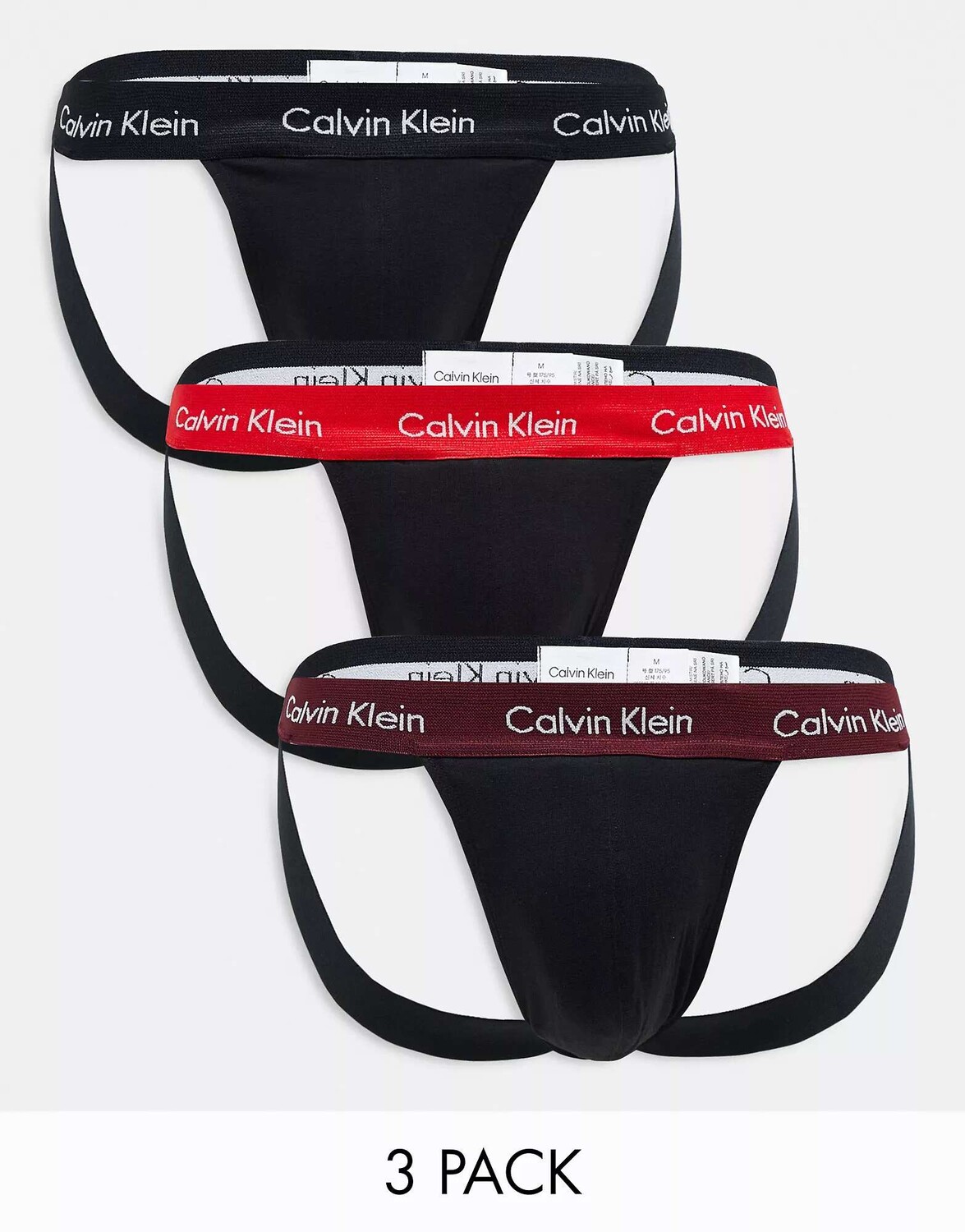 

Три комплекта спортивных трусов Calvin Klein с цветным поясом черного цвета