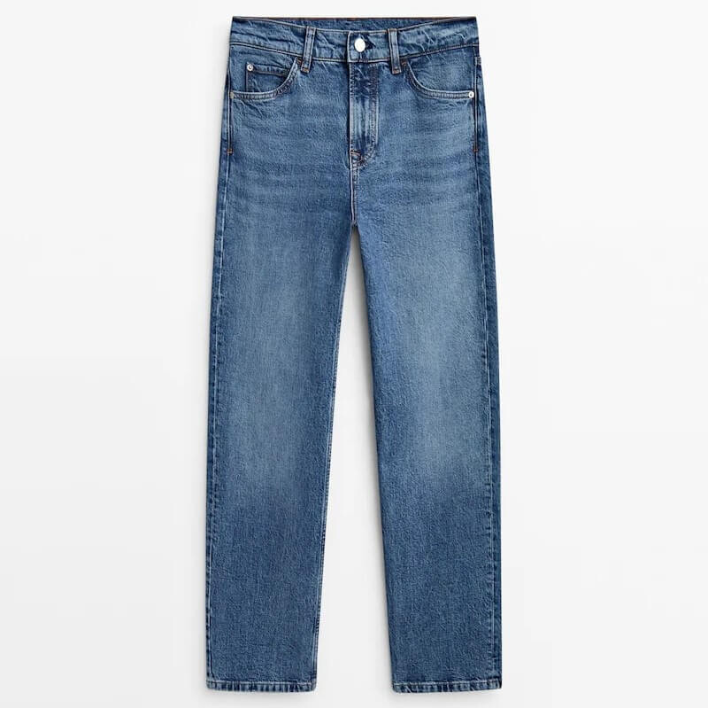 

Джинсы Massimo Dutti Straight Fit Comfort Mid-Rise, светло-голубой