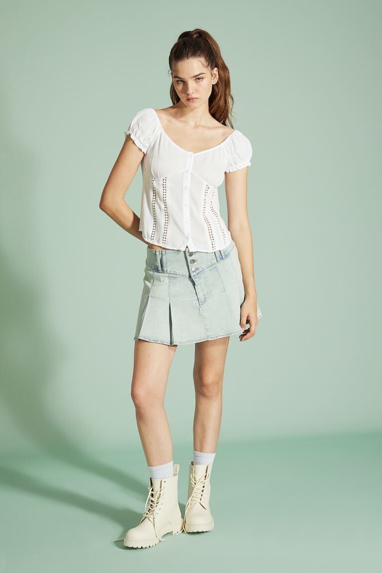 

Креповый топ с кружевом H&M, белый