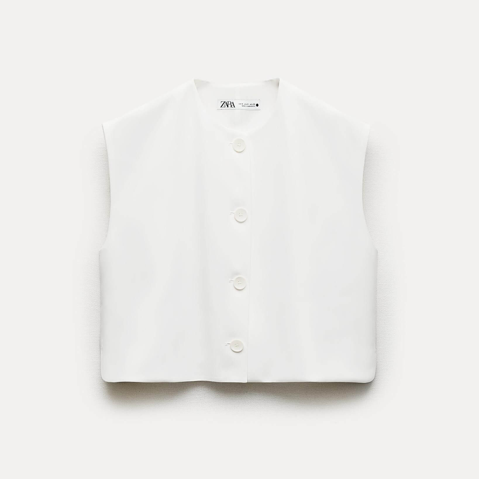 Жилет-топ Zara ZW Collection Buttoned, светло-бежевый