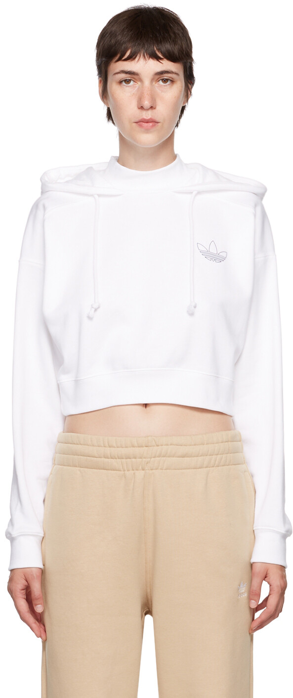 

Белый худи с вышивкой adidas Originals
