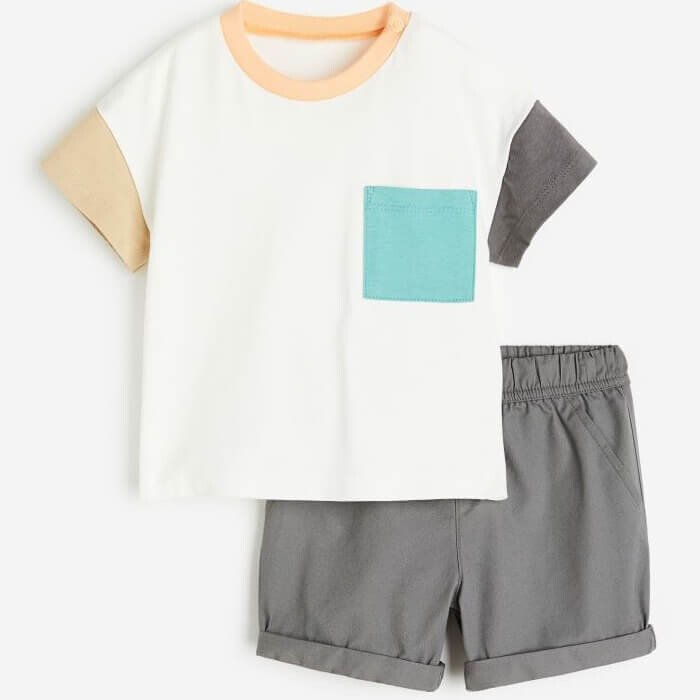 

Комплект H&M Cotton Color-block, 2 предмета, белый/темно-серый