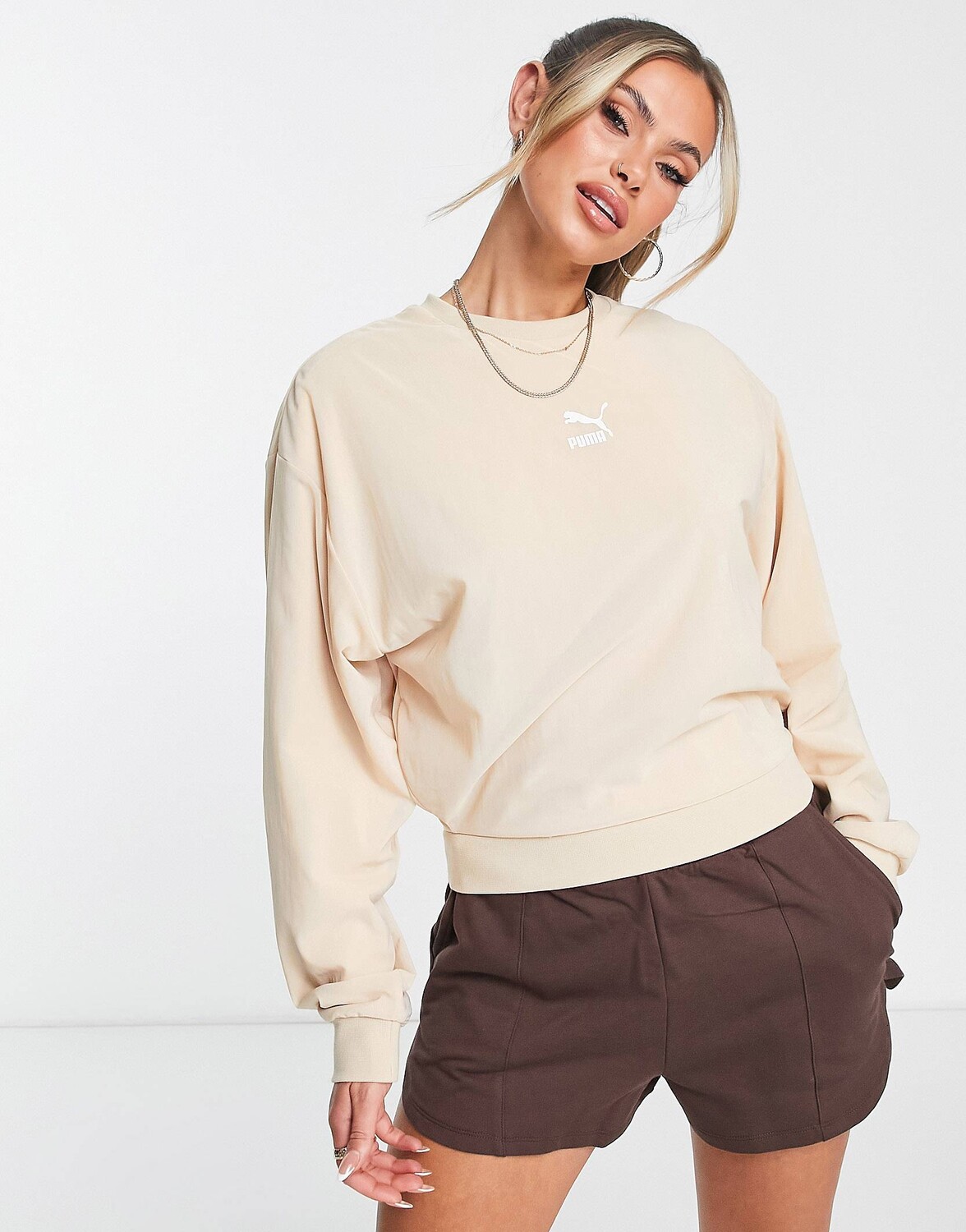 

Бежевая сетчатая толстовка Puma из органзы - эксклюзивно для ASOS, Бежевый