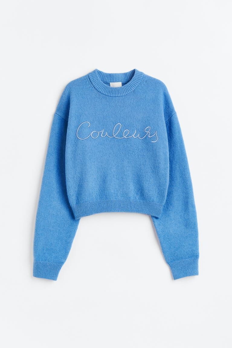 

Свитер с вышивкой H&M, синий/цвета