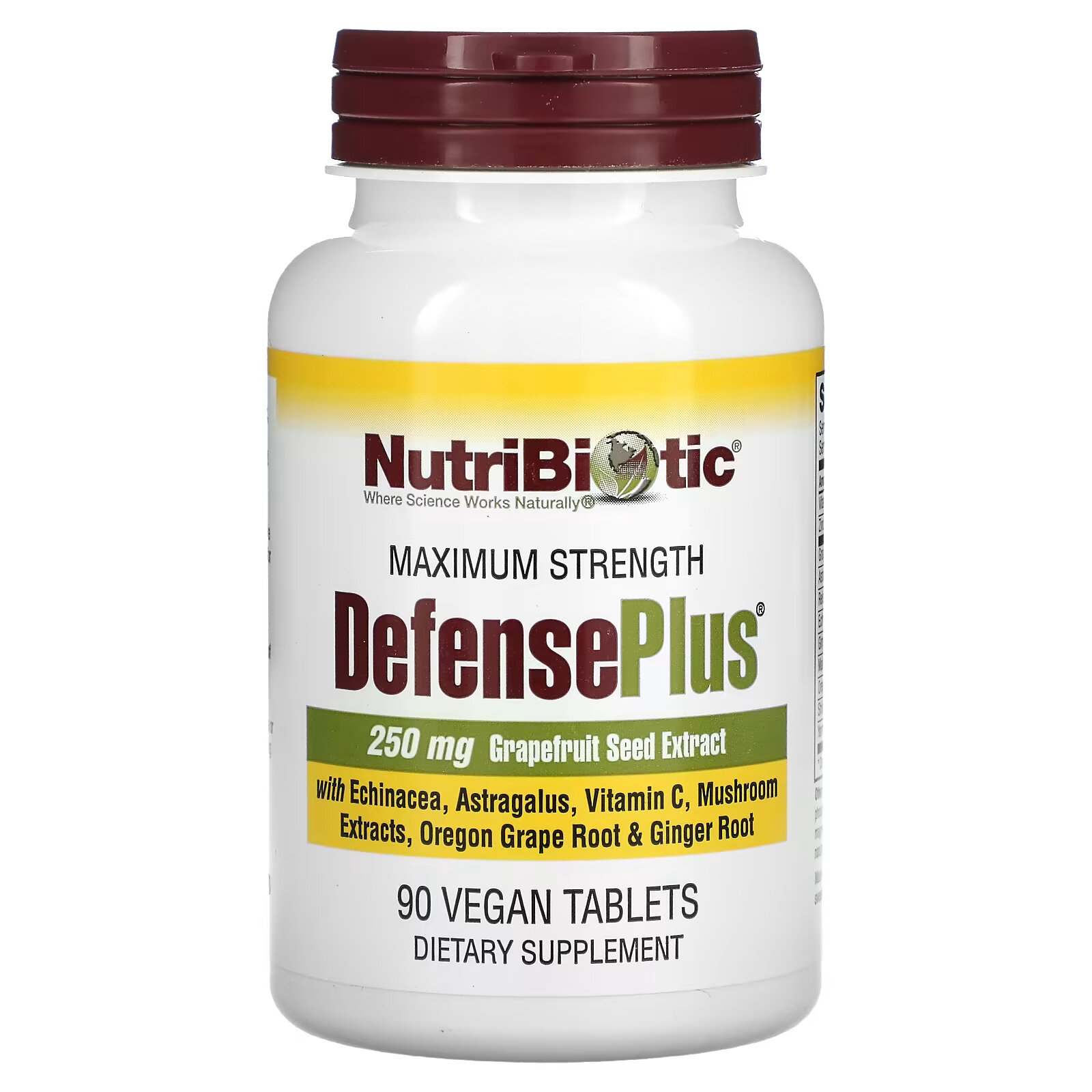 NutriBiotic, DefensePlus, максимальная эффективность, 90 вегетарианских таблеток nutribiotic defenseplus максимальная сила 45 веганских таблеток