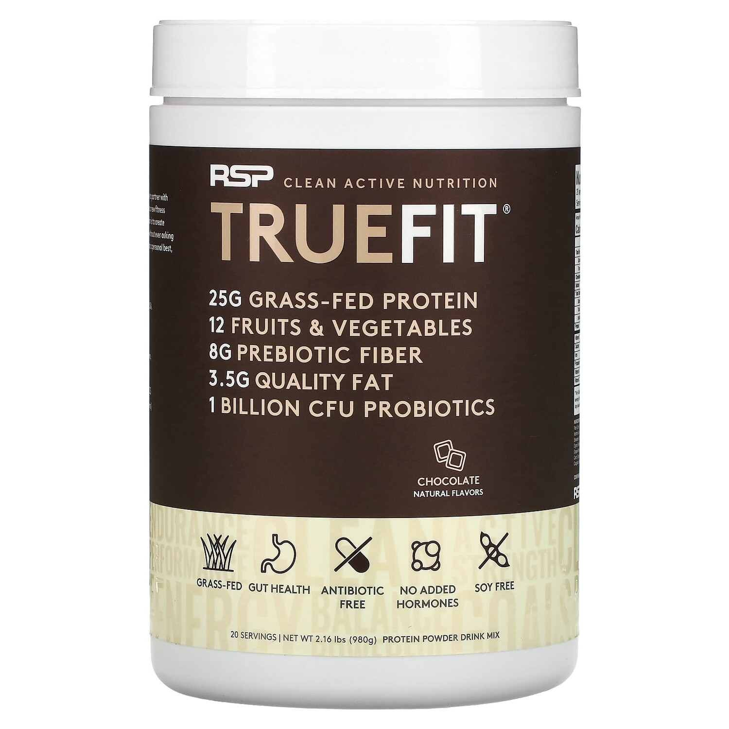 

TrueFit, сывороточный протеиновый коктейль из экологически чистых ингредиентов, шоколад, 940 г (2 фунта), RSP Nutrition
