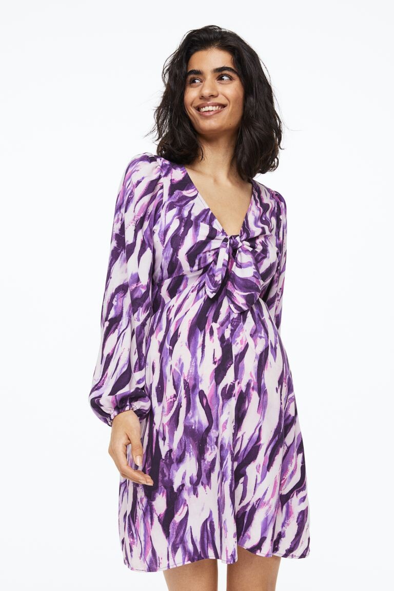 

MAMA Платье с завязками H&M, фиолетовый/узор