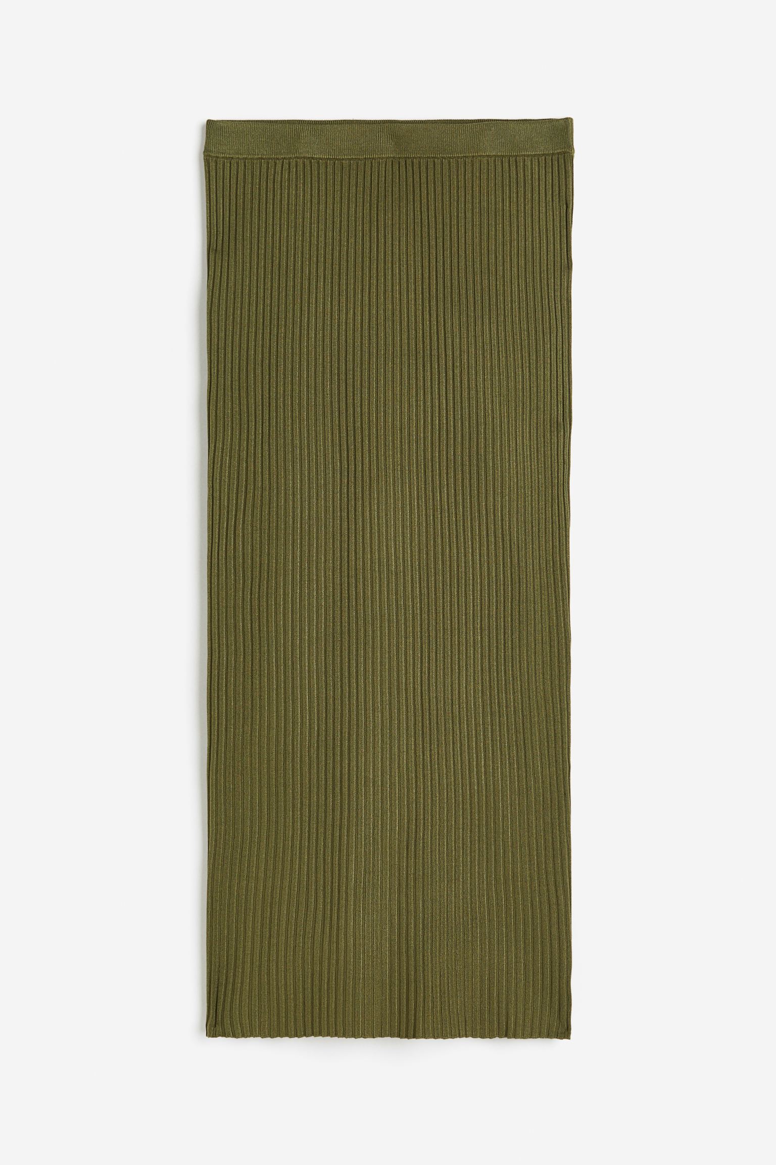 Юбка H&M Rib-knit, темно-зеленый облегающая юбка миди в рубчик boohoo черный
