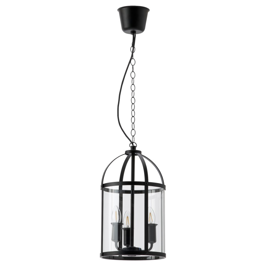 подвесной светильник ikea ranarp 23 см черный Подвесной светильник Ikea Galjon, 25 см, черный/прозрачный стекло