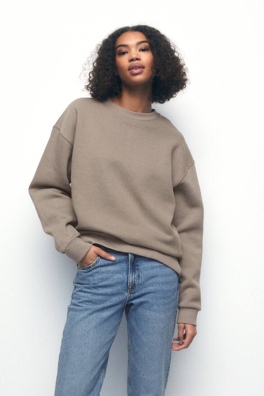 

Базовая толстовка оверсайз с круглым вырезом Pull&Bear, серый