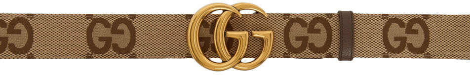 

Бежевый широкий ремень с узором GG Marmont Gucci